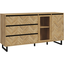 Florence 2 Door 3 Drawer Bartex Oak and Black Sideboard - Size: 42 x 156.4 x 82.6cm - Furniture to Go - Wilko - thumbnail 3