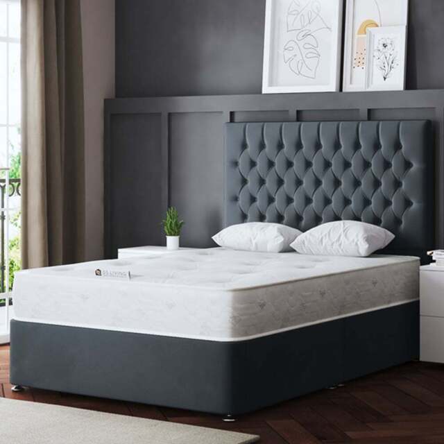 DS Living Seraphine Single Steel Upholstered Panel Divan Bed with 2 Drawer - Grey - Wilko - image 1