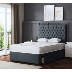 DS Living Seraphine Single Steel Upholstered Panel Divan Bed with 2 Drawer - Grey - Wilko - thumbnail 6