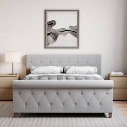 Home Vida Vittorio Double Light Grey Linen Bed - Wilko - thumbnail 5