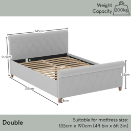 Home Vida Vittorio Double Light Grey Linen Bed - Wilko - thumbnail 7