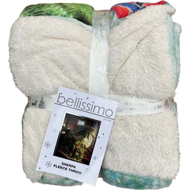 Bellissimo Home Christmas Tree Sherpa Fleece Throw - Size: 170 x 130 x 3cm - Multi - Wilko - image 1