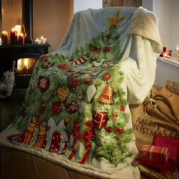Bellissimo Home Christmas Tree Sherpa Fleece Throw - Size: 170 x 130 x 3cm - Multi - Wilko - thumbnail 3