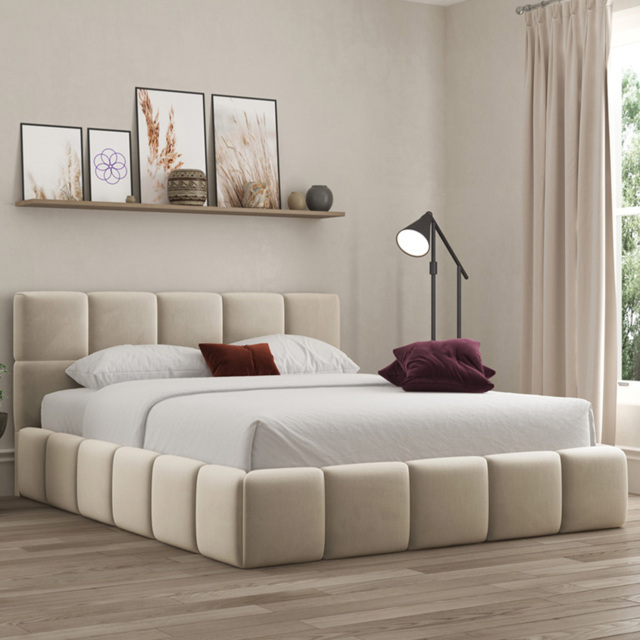 DS Living Ovella Single Cream Cubed Bed Frame - Wilko - image 1