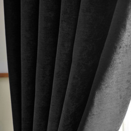 Alan Symonds Black Chenille Blackout Ring Top Eyelet Curtains 168 x 229cm - Size: W 168 x D 229cm - Wilko - thumbnail 4