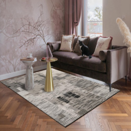 Mayfair Living Room Area Rug Metallic Sheen Contemporary Modern Matrix Design - Dark Grey 200x290 cm - Size: 290 x 200 x 0.7cm - Desire Rugs - Wilko - thumbnail 3