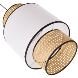 Living and Home White Fabric Shade Rattan Woven Pendant Light - Size: 45 x 30 x 30cm - Multi - Wilko - thumbnail 4