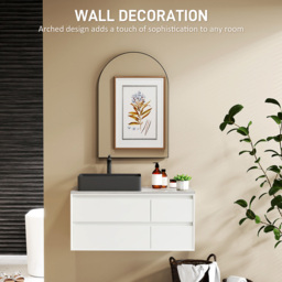 HOMCOM Black Arch Wall Mirror with Steel Frame 60 x 90cm - Size: 90.0 cm x 2.5 cm x 60.0 cmcm - Wilko - thumbnail 7