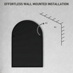 HOMCOM Black Arch Wall Mirror with Steel Frame 60 x 90cm - Size: 90.0 cm x 2.5 cm x 60.0 cmcm - Wilko - thumbnail 6