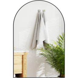 HOMCOM Black Arch Wall Mirror with Steel Frame 60 x 90cm - Size: 90.0 cm x 2.5 cm x 60.0 cmcm - Wilko
