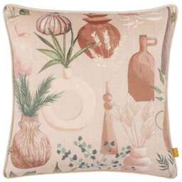 furn. Earthen Natural Velvet Piped Cushion - Size: 43 x 43 cm - Cream - Wilko