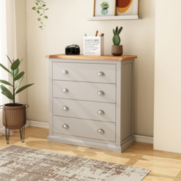 Loreo 4 Drawer Light Grey Chest of Drawers with Chrome Cup Handles - Wilko - thumbnail 6