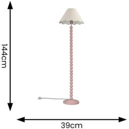 ValueLights Bobbins Green Scallop Shade Rose Pink LED Floor Lamp - Size: 144 x 39 x 39cm - Wilko - thumbnail 7