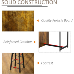 Portland 2 Seater Black and Wood Effect Bar Table with Stools and Storage Shelf - Brown - Wilko - thumbnail 7