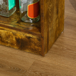 Portland 2 Seater Black and Wood Effect Bar Table with Stools and Storage Shelf - Brown - Wilko - thumbnail 4
