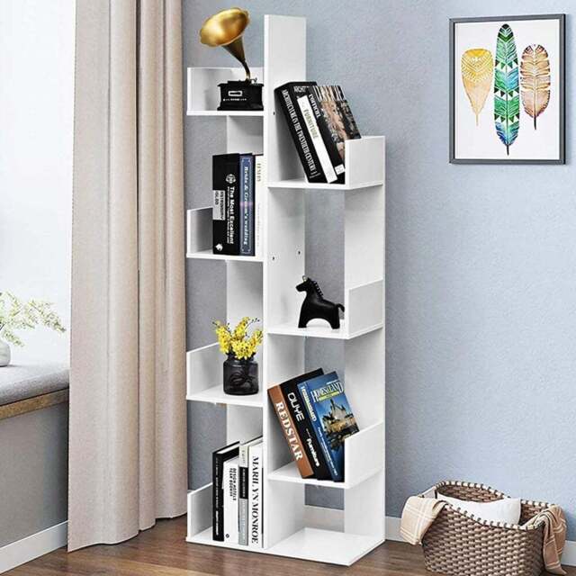 Costway 8 Shelf White Tree Shaped Bookshelf - Size: 154 x 32 x 11cm - Wilko - image 1