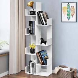 Costway 8 Shelf White Tree Shaped Bookshelf - Size: 154 x 32 x 11cm - Wilko - thumbnail 1