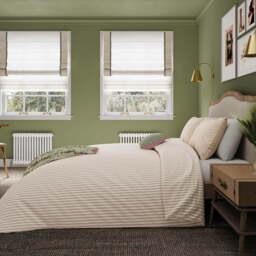 Helena Springfield Ticking Stripe Super King Size Green and Pink Duvet Set - Green / Pink - Wilko