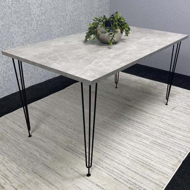 Kosy Koala 4 Seater Rectangular Dining Table with Hairpin Legs Light Stone Grey - Multi - Wilko - image 1