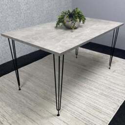 Kosy Koala 4 Seater Rectangular Dining Table with Hairpin Legs Light Stone Grey - Multi - Wilko