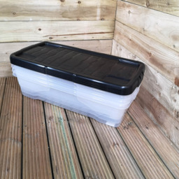 Samuel Alexander 42L Clear Under Bed Stackable Storage Box with Black Lid 4 Pack - Size: 80 x 18 x 39cm - White - Wilko - thumbnail 3