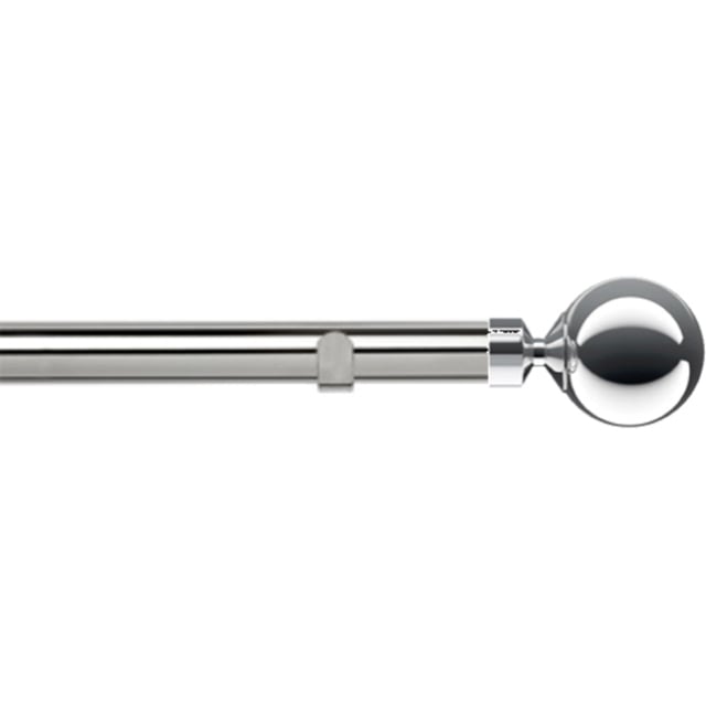 New Edge Blinds 240cm Fixed Length Chrome Eyelet Metal Curtain Pole Set with Met Ball Finial - Wilko - image 1