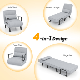 Costway Single Light Grey Sofa Bed - Wilko - thumbnail 6
