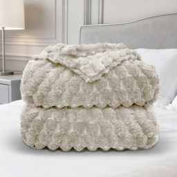 Velosso Cream Chunky Popcorn Throw 200 x 240cm - Size: 240 x 200 x 1cm - Wilko - thumbnail 4