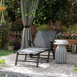 Outsunny Grey 5 Level Adjustable Folding Sun Lounger with Wheels - Size: 84 x 72 x 158cm - Wilko - thumbnail 5