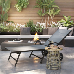 Outsunny Grey 5 Level Adjustable Folding Sun Lounger with Wheels - Size: 84 x 72 x 158cm - Wilko - thumbnail 4