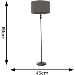 ValueLights Maggie Charcoal Boucle Shade Black Metal Candlestick Floor Lamp - Size: 151 x 45 x 45cm - Wilko - thumbnail 5