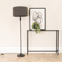 ValueLights Maggie Charcoal Boucle Shade Black Metal Candlestick Floor Lamp - Size: 151 x 45 x 45cm - Wilko - thumbnail 4