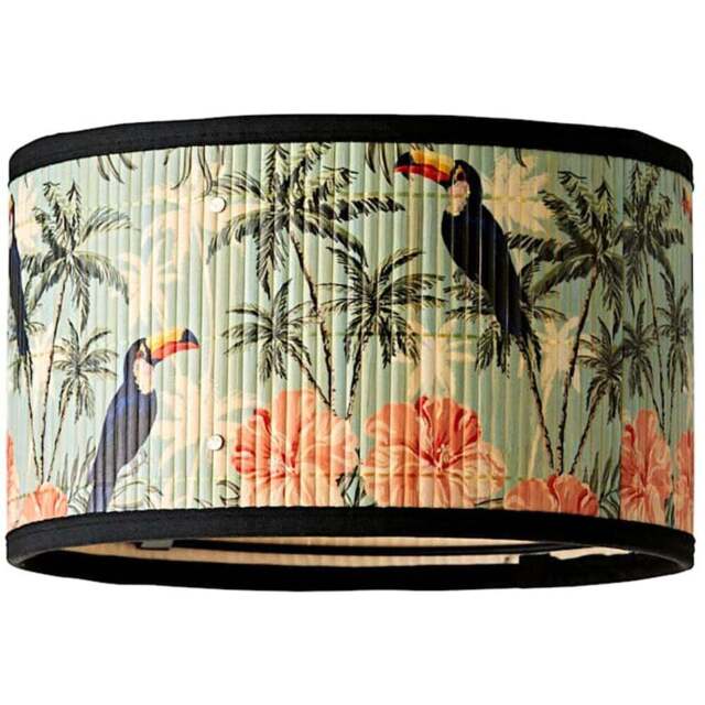 ValueLights Daintree Pastel Jungle Bamboo Small Drum Ceiling Lamp Shade - Size: 15 x 25 x 25cm - Cream - Wilko - image 1