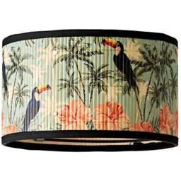 ValueLights Daintree Pastel Jungle Bamboo Small Drum Ceiling Lamp Shade - Size: 15 x 25 x 25cm - Cream - Wilko - thumbnail 1