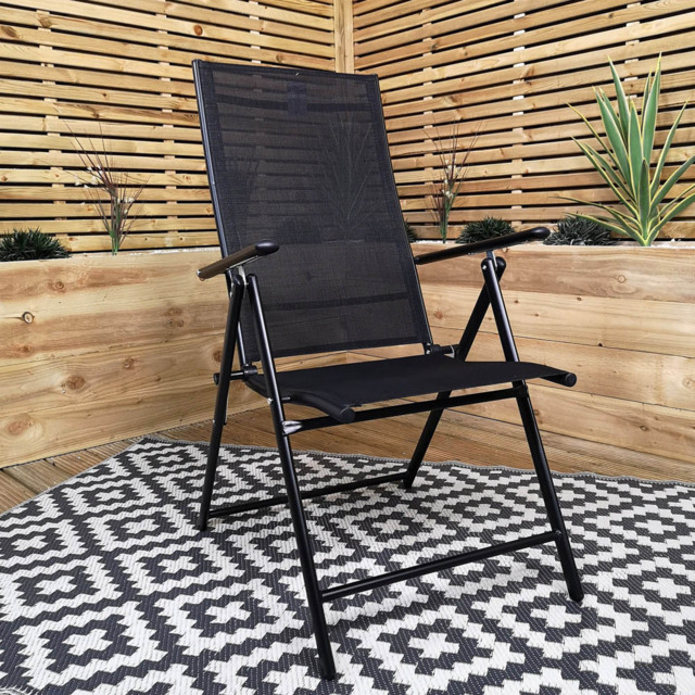 Samuel Alexander Black Reclining Folding Chair - Size: 1 Seater - Wilko - image 1