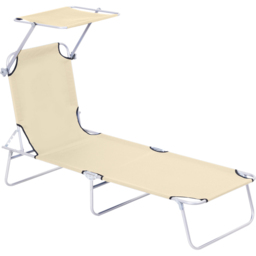 Outsunny Beige Folding Sun Lounger - Size: 72 x 11 x 60cm - Cream - Wilko - thumbnail 3