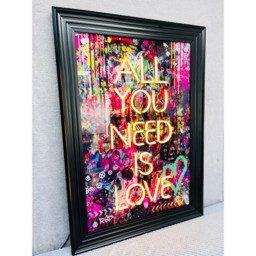 Splashbax All You Need is Love Black Premium Gallery Frame LED Neon Wall Art - Size: 105 x 75 x 7cm - Multi - Wilko - thumbnail 5