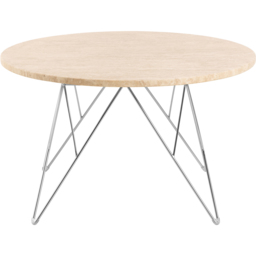 Florence Prunus Matt Beige Round Coffee Table with Chrome Steel Base - Size: 46.4 x 80 x 80cm - Multi - Furniture To Go - Wilko - thumbnail 4
