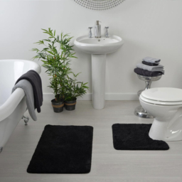 Allure Bath Fashions Black Microfibre Luxury Non-Slip Pedestal Mat 50 x 50cm - Wilko - thumbnail 3