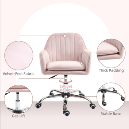 Portland Pink Swivel Office Chair with Adjustable Height - Size: 86 x 58 x 57cm - Wilko - thumbnail 6