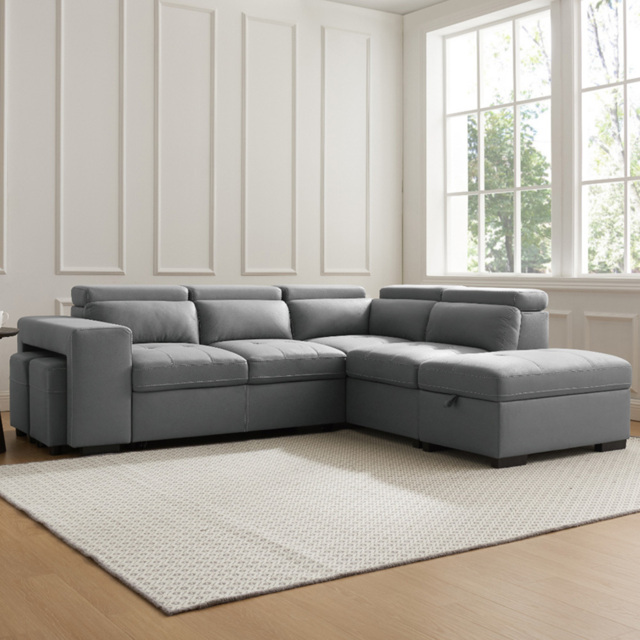Home Detail Scarlett 5 Seater Grey Air Leather Right Hand Corner Sofa - Wilko - image 1
