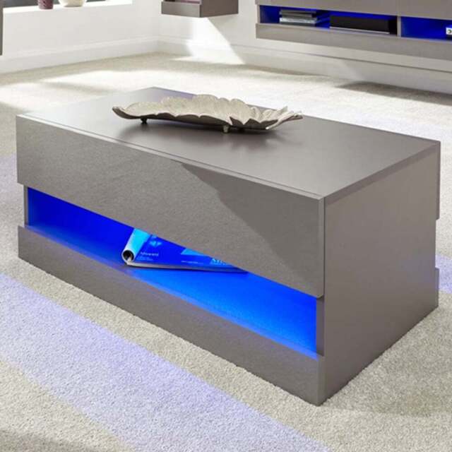 GFW Galicia Grey LED Lift Up Coffee Table - Size: 38 x 75 x 30cm - Wilko - image 1