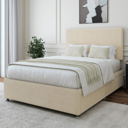 Bedmaster Super King Cream Naples Linen 4 Drawer Divan Base with Valencia Headboard - Wilko