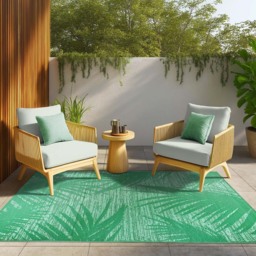 Mateo Tropical Outdoor Rug Green - Wilko - thumbnail 3