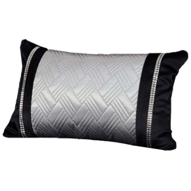 Rapport Home Capri Black and Silver Filled Boudoir Cushion - Size: 32 x 57cm - Wilko - image 1