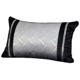 Rapport Home Capri Black and Silver Filled Boudoir Cushion - Size: 32 x 57cm - Wilko