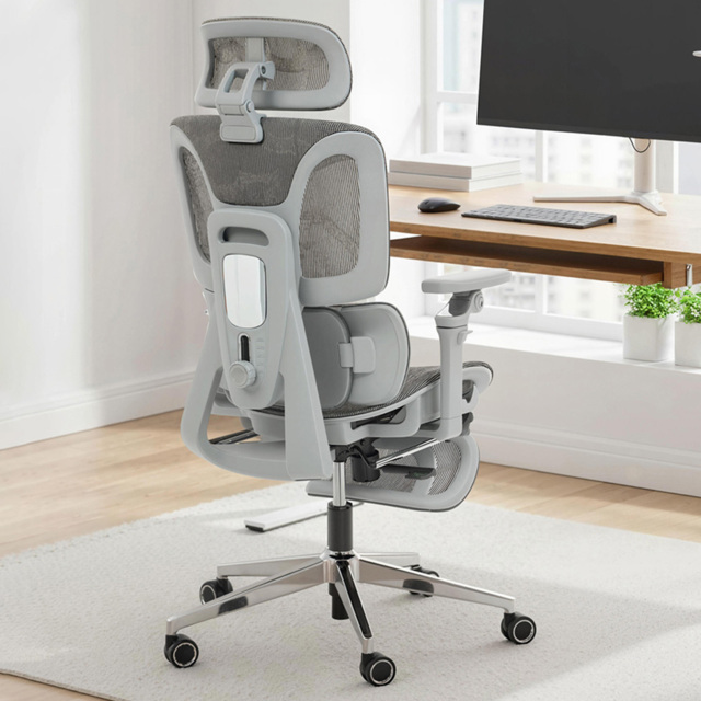 Portland Grey Mesh Ergonomic Office Chair with Lumbar Support and 6D Armrests - Size: 133 x 67 x 71cm - Wilko - image 1