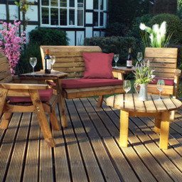 Charles Taylor 4 Seater Round Companion Seat with Red Cushions - Wilko - thumbnail 3