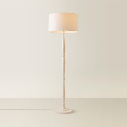 ValueLights Victoria White Fabric Drum Shade White Wood Traditional Stem LED Floor Lamp - Size: 157 x 45 x 45cm - Wilko - thumbnail 6
