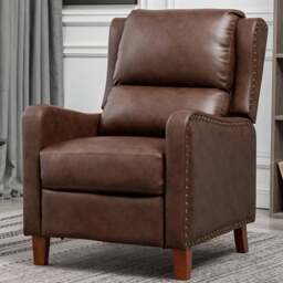Florence Brown Leather Effect Pushback Recliner Chair - Size: Single - Furniture One - Wilko - thumbnail 1